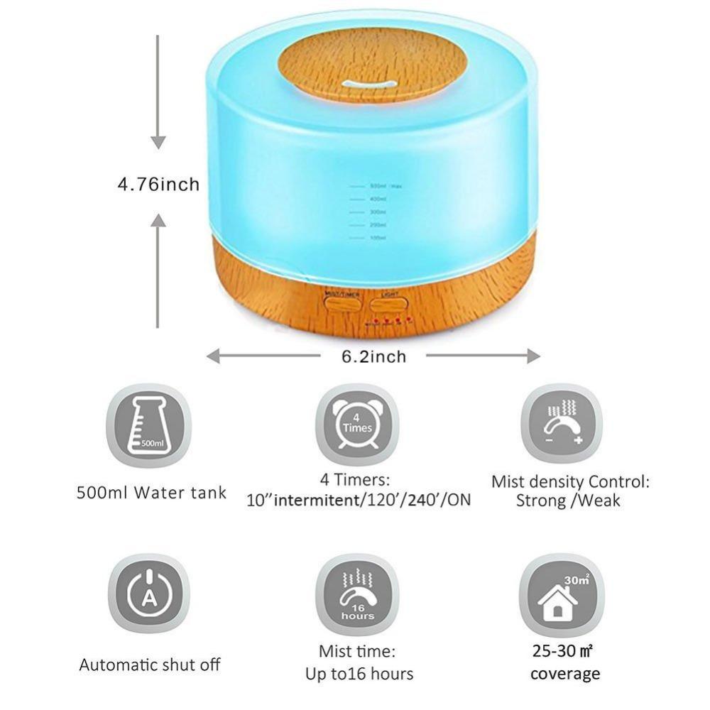 Ev Hava Nemlendirici Ultrasonik Uçucu Yağ Difüzörü Led Aroma Difüzör Lamba Aromaterapi Büyük Kapasiteli Ahşap Desenli Buhar Makinesi