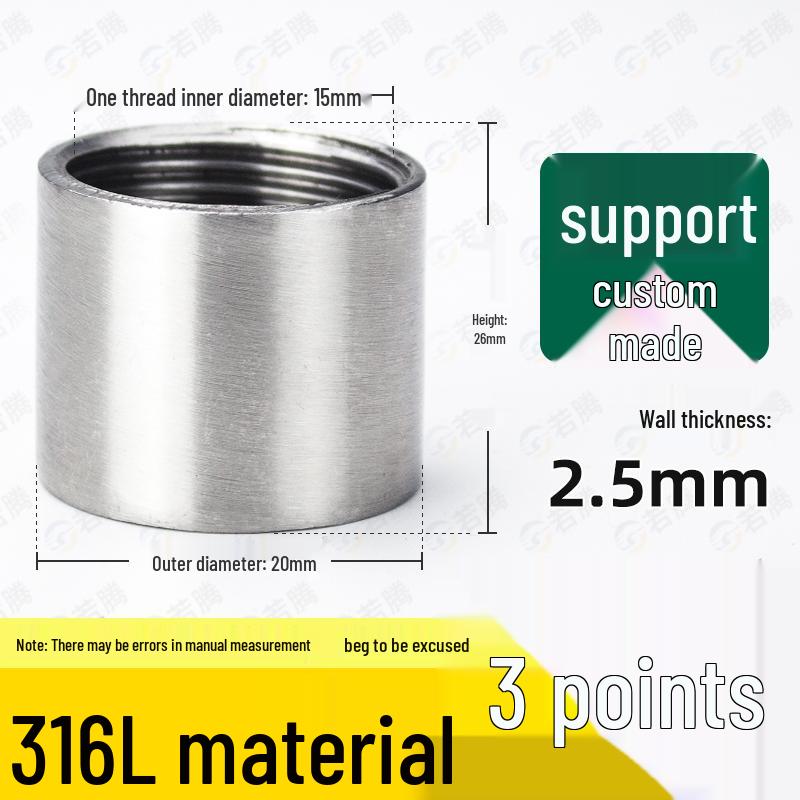 304 Stainless Steel Double Female Thread Pipe Fitting, Internal Thread, 4 to 6 Points, 1 Inch