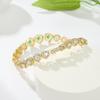 Green White Heart Zircon 14K Gold Plated Stunning Copper Tennis Bracelet