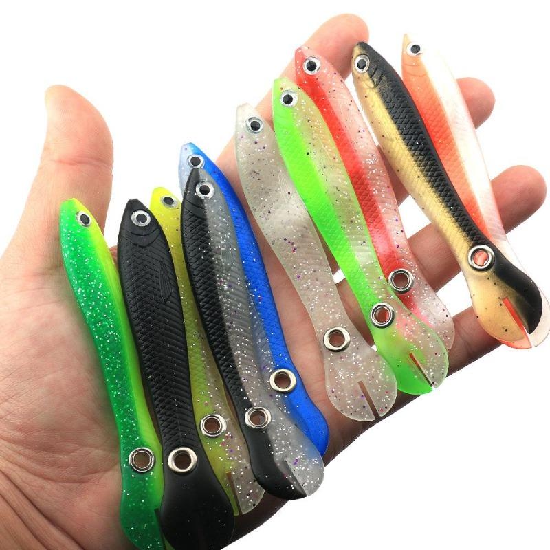 5 Stück/Beutel, 5 cm, 1,3 g, Lumineszenz-Weichköder, realistischer T-Schwanz-Fisch-Imitationsköder für Angelausrüstung, Nachtangeln, Meer, Fluss