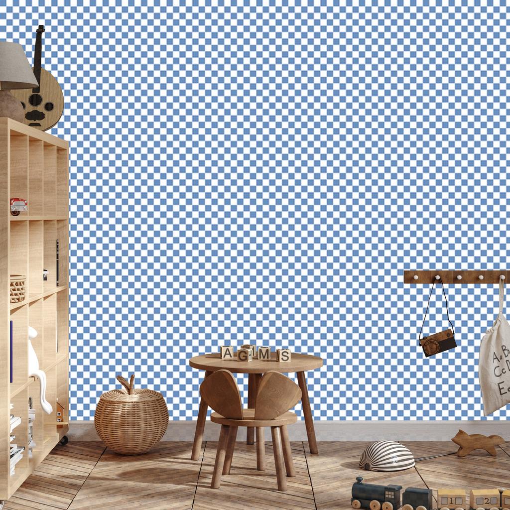 Azure Checkerboard Wallpaper, a Clear Detail for the Living Room and Bedroom 50x1000
