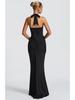 2025 Cross-Border Halter Deep V Evening Gown - Sexy Backless Long Pleated Dress