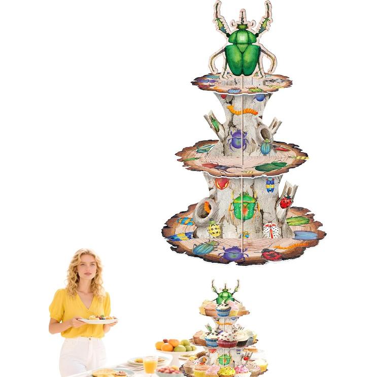 3 Tier Butterfly Cupcake Stand,Suitable for Butterfly Themes – Easy to Assemble& Reble(1Butterfly)