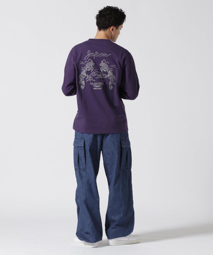AVIREX Double Dragon Souvenir Size T-Shirt, Men's, M, 080, Purple, 783-5130011