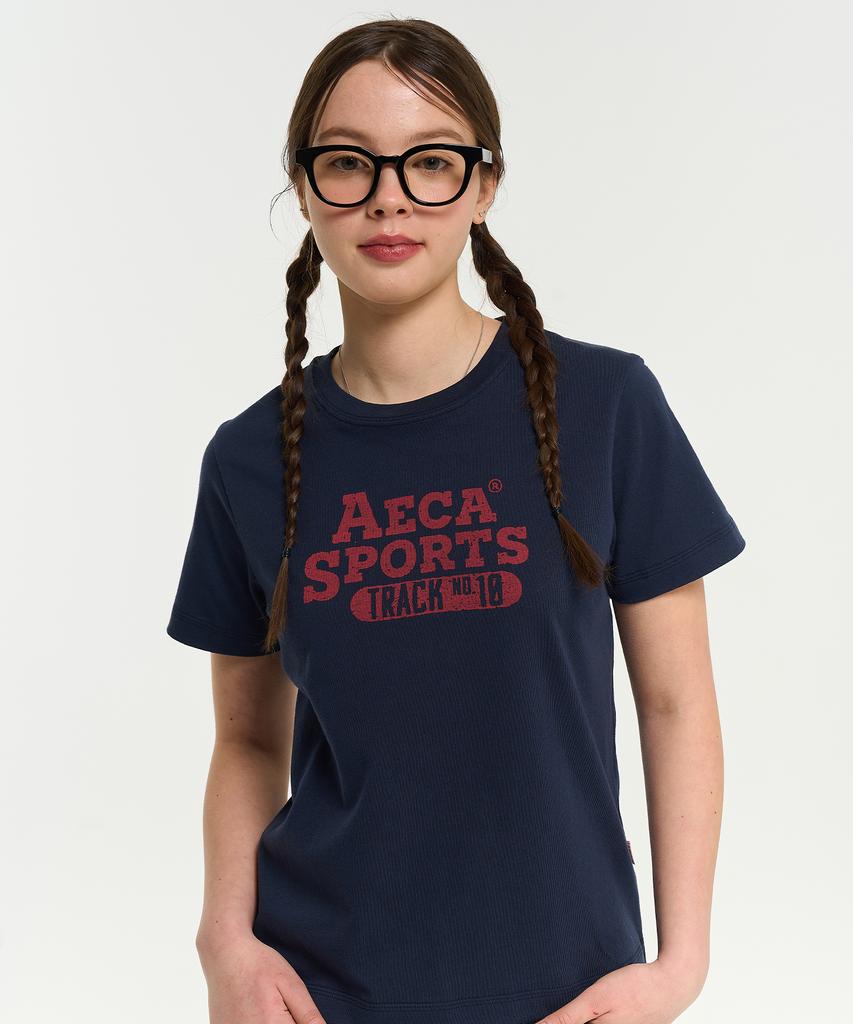 AECA (Woman) Color Chain Stitch Aeca Sports Half Sleeve Tee-Navy