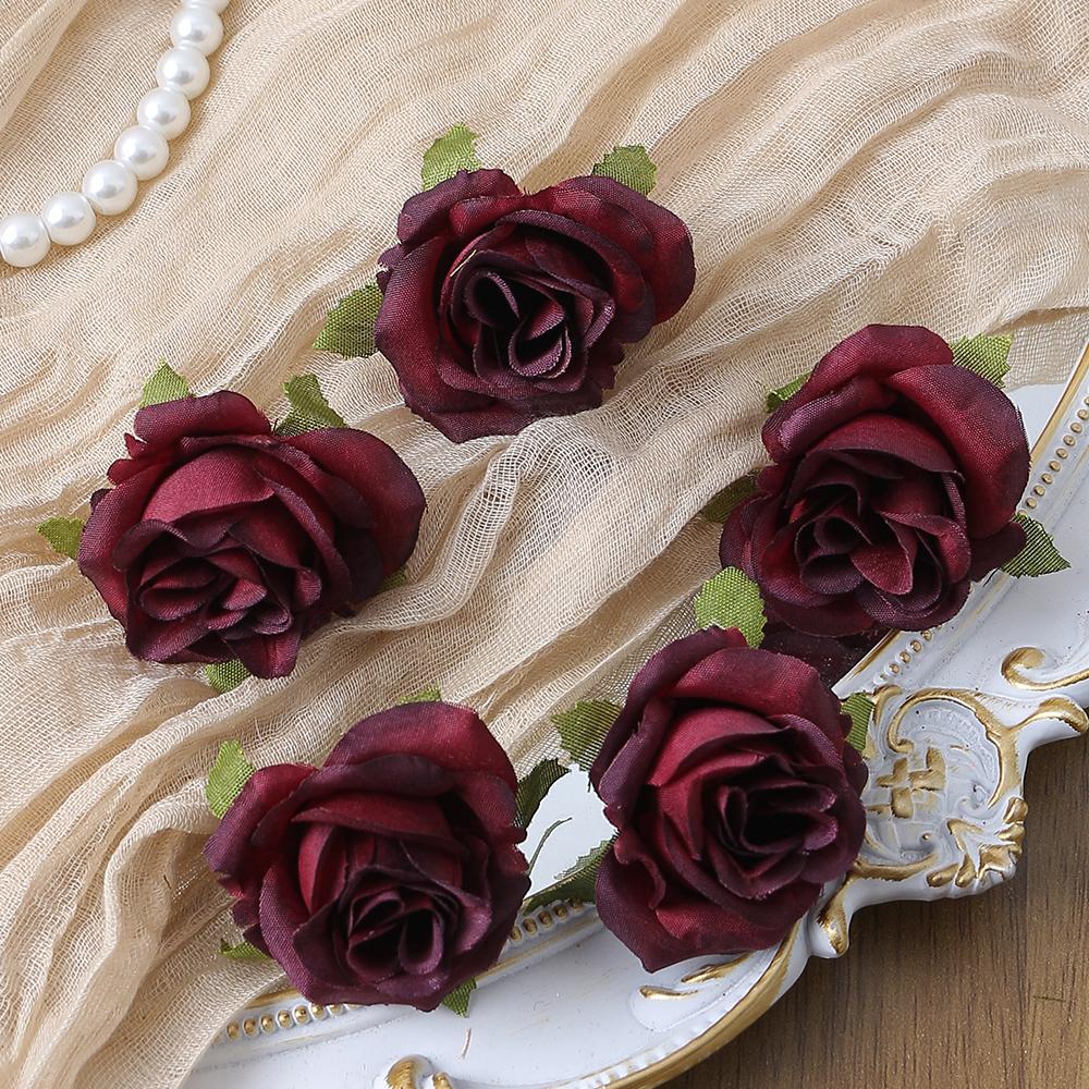 50PC Artificial Flowers DIY Candy Box Cake Home Decor Christmas Decorative Wreaths Wedding Party Garden Roses Arch Silk Fake