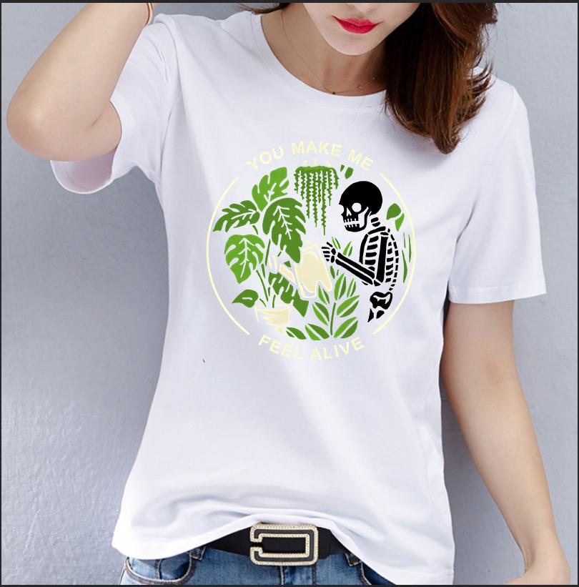 Women s  You Make Me Feel Alive  Printed Skull Graphic T-Shirt Fashion Summer Top Polyester Fabric Skull T-shirt S