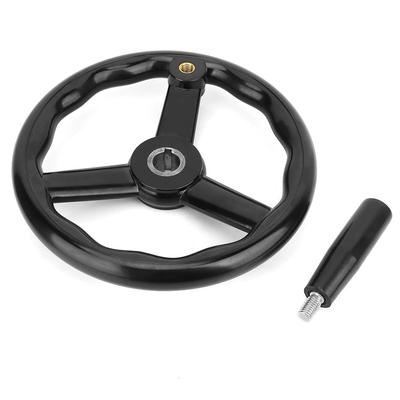 250*25mm Schwarzes rutschfestes Bakelit 3-Speichen-Handrad mit Griff für Werkzeugmaschine