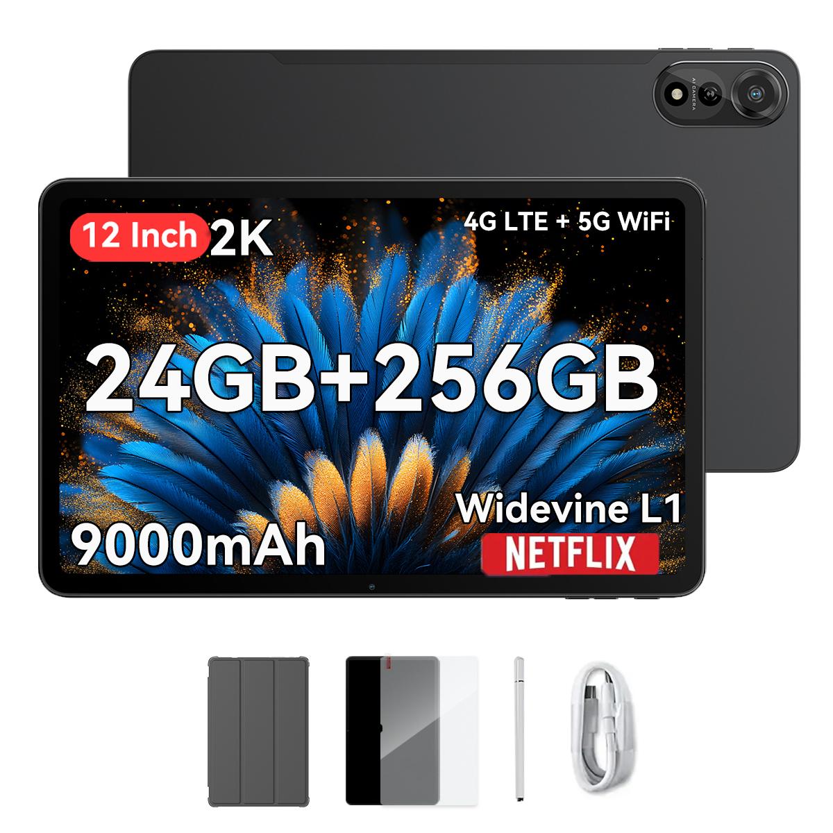 Blackview MEGA 2/MEGA 2set Tablet Android 15 4G 12 pollici 24GB/36GB RAM 256GB ROM Widevine L1 24+256 only tablet grigio