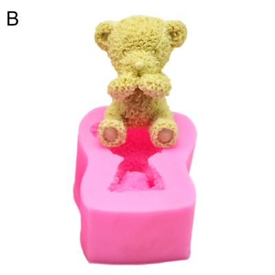 Moule en silicone en forme d'ours en peluche mignon, pour décoration de gâteaux, savon, artisanat