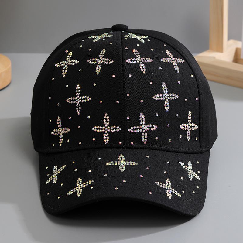 Spring and summer hats Women's baseball caps Street versatile trendy visors Diamond rhinestones Fashion casual caps Summer