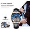 AILANG Herrenuhr, vollautomatische mechanische Uhr, doppeltes Schwungrad, wasserdicht, Kalendergürtel, Herrenuhr