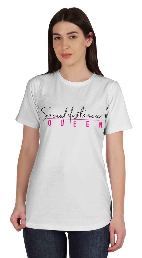 Inkmeso Social Distance Queen Graphic Tshirt Short Sleeve Women Casual Tee