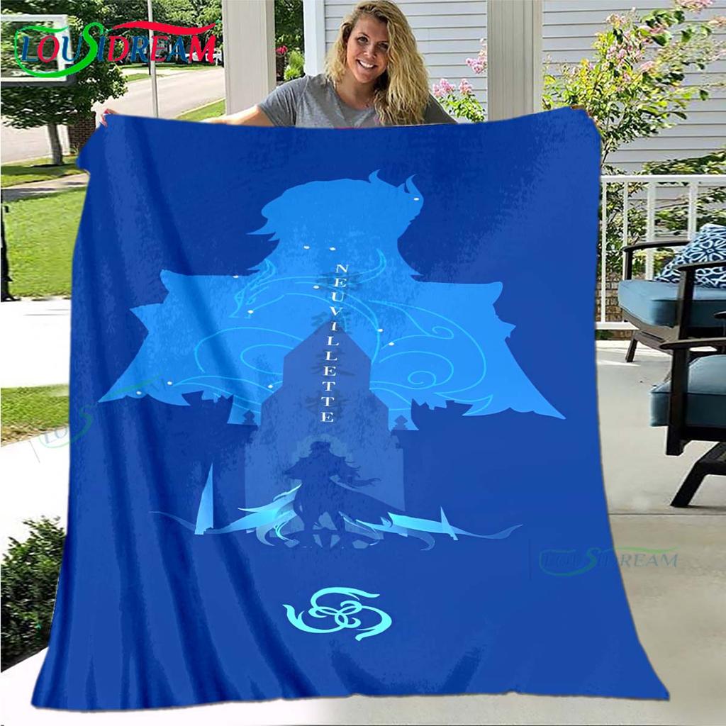 Hot Genshin Impact Runes Pattern Blanket Flannel Thin Blanket Portable Home Travel Office Lunch Break Blanket Birthday Gift