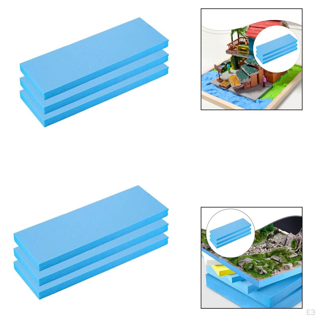 3 Stück Bastel-Diorama-Basis-Zubehör Blaue Landschaftsszenerie Gebäude Schaumstoffplatte zum Modellieren Blatt