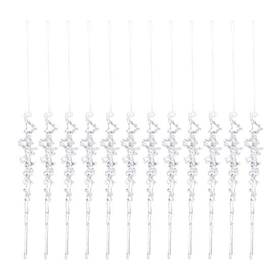 12 Pcs Crystal Christmas Icicle Ornaments for Tree Hanging Clear Acrylic Icicles