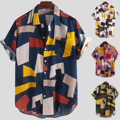 Printed Men's Clothing European and American Summer Beach Short-sleeved Men's Printed Shirt