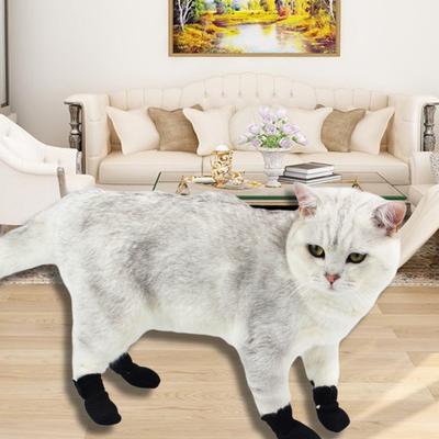4 Pcs Cat Socks Anti-Scratch Anti Skid Protective Friendly To Skin 2 Sizes Elastic Soft Fabric Durable Non-Slip Cat Supplies