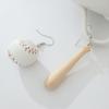 Geometric Baseball Wooden Earrings For Women Handmade Autumn Winter Jewelry