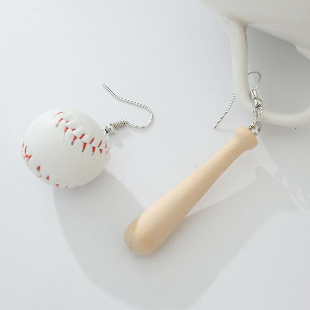 Geometric Baseball Wooden Earrings For Women Handmade Autumn Winter Jewelry
