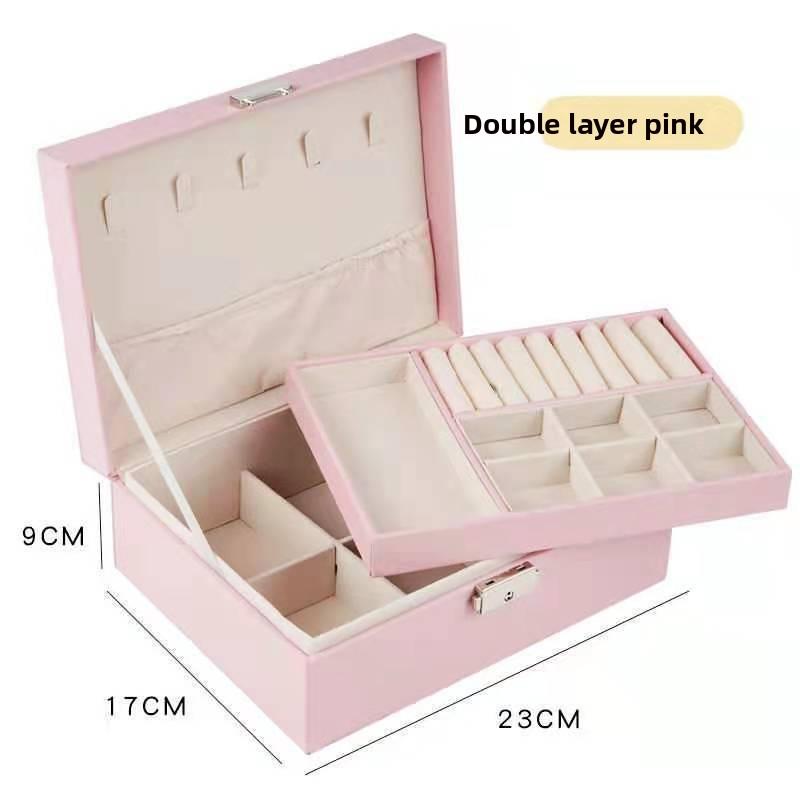 Double-layer PU leather jewelry storage box Large capacity jewelry box Earrings Necklace storage box Bracelet box