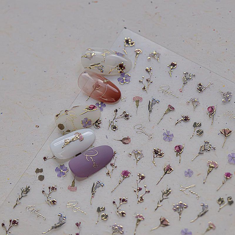 

Gilding Edge Dried Flower Nail Stickers Tomoni Relief Ins Adhesive 5D Retro Rose Nail Stickers Decorations Phnom Penh Dried 4481