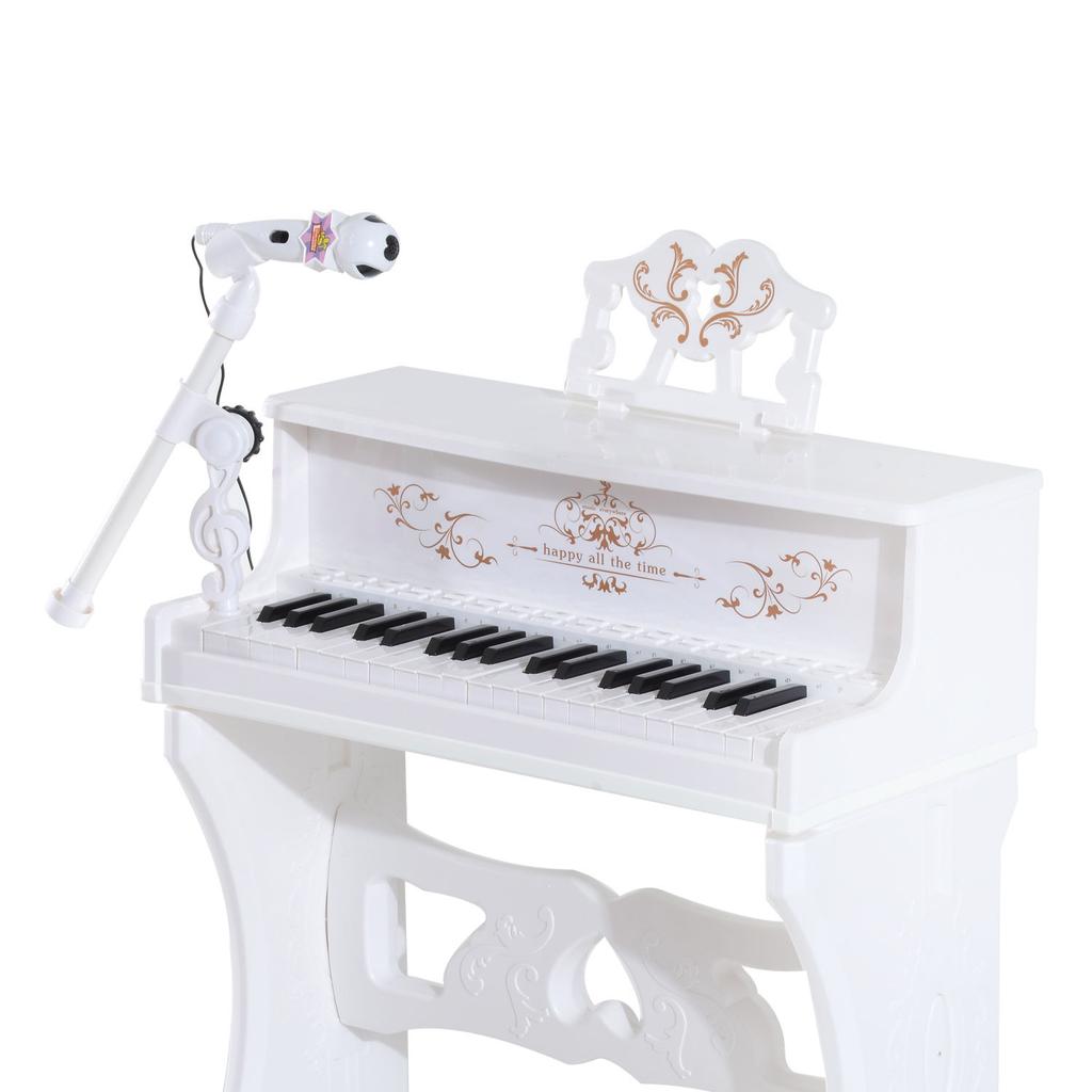 37 Keys Kids Piano Mini Electronic Keyboard Light Kids Musical Instrument Educational Game Children Grand Piano Toy Set w/Stool & Microphone & Music