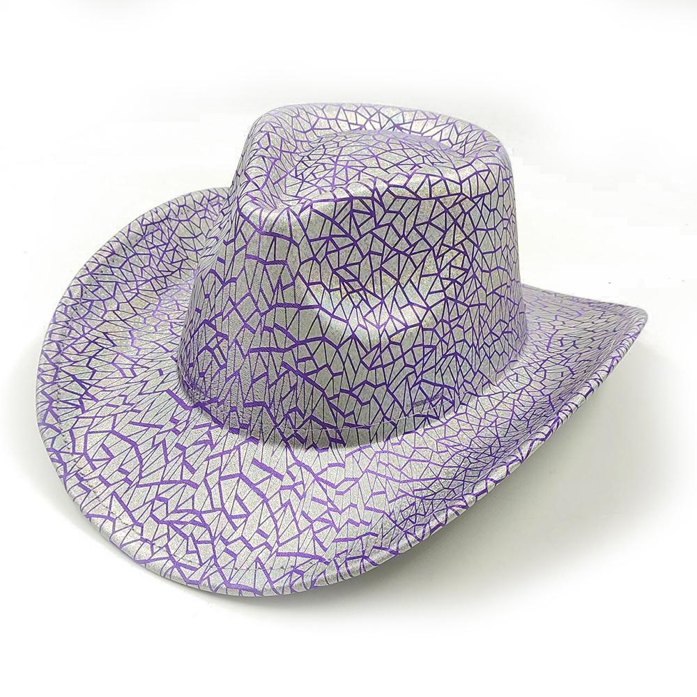 Color Blocks Laser Cowboy hat Western cowboy men and women retro party stage party Cowboy hat outdoor knight hat Wholesale