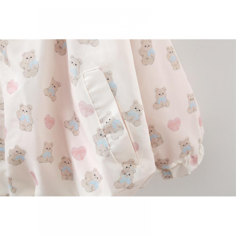 Îmbrăcăminte pentru copii Palton pentru fete de primăvară și toamnă pentru copii pentru fetiță Arcă Urs din desene animate Pălărie mare Îmbrăcăminte exterioară Haine de toamnă pentru copii