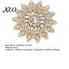 Backpack Decoration Pin Sparkling Rhinestone Sunflower Brooch, Golden Plated Floral Lapel Women Flower Accessory Pin, Dainty Clothing Jewelry