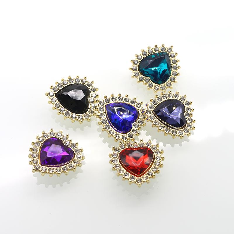 10Pcs/Lot19MM New Fashion DIY Jewelry Clothing Footwear Accessories with Diamond Heart Heart Flower Plate Buckle