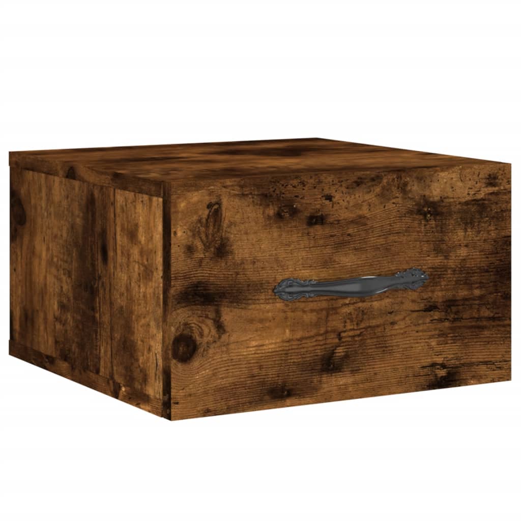 Wall Mounted Nightstand Smoked Oak 35x35x20 cm