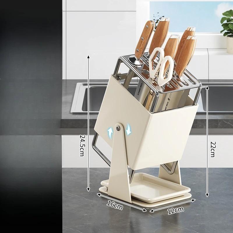 Stainless Steel Rotary Tool Holder Household Kitchen Countertop Shelf Tool Supplies Storage Holder Tool Holder Finishing Holder Rotatable белый
