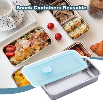 Snack Containers Reusable, Stainless Steel Double Compartment Snack Containers, Dishwasher Reusable Condiment Containers With Lids