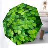Automatic Folding Umbrella with 8-Rib Sturdy Frame - Heavy-Duty Automatic Open/Close, Compact Portable Design, 4-Leaf Clover P