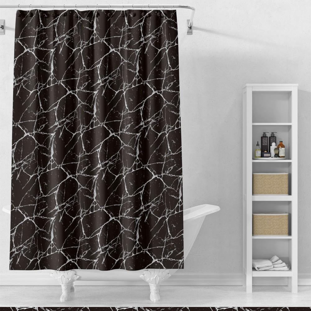 3D Printed PEVA Shower Curtain with Hooks – Thick, Waterproof, Mildew-Resistant Bathroom Partition