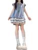 French Temperament Blue Plaid Dress for Women To Wear In Early Summer and the New Bubble Sleeve Princess Short Dress for the New Year