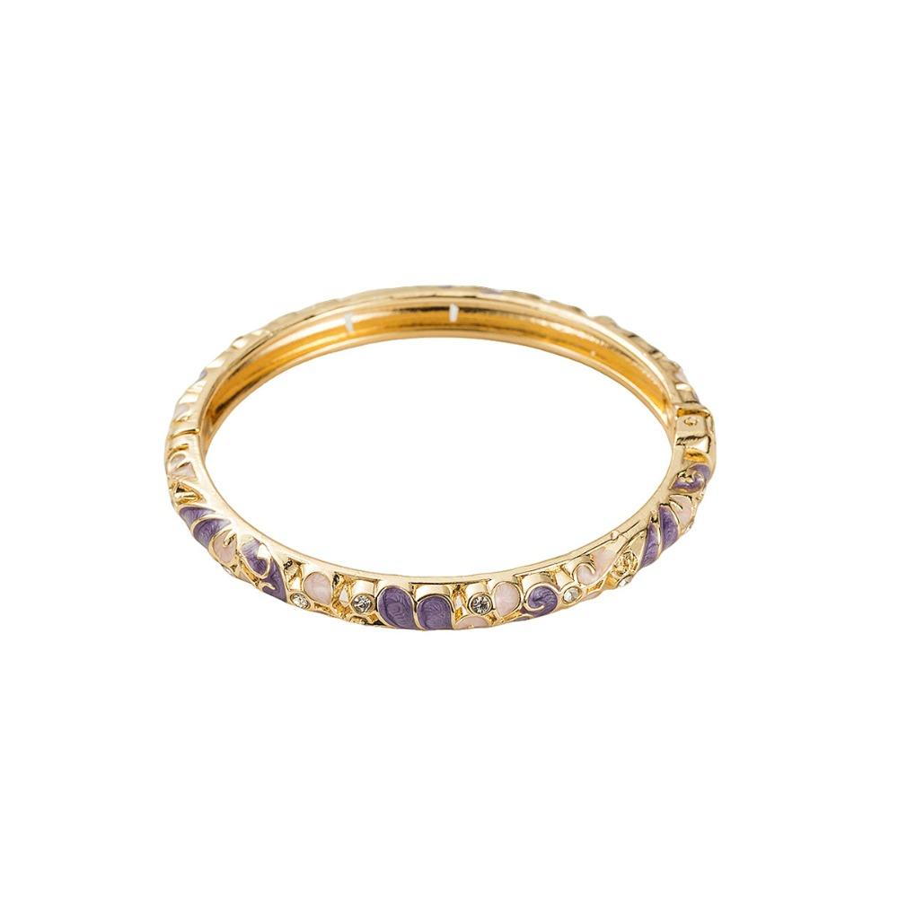 

Shiny Drip Oil Enamel Bracelet Ethnic Hollow Out Flower Bangle Elegant Women s Hand Bracelet Woman Style8