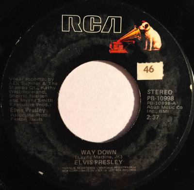 7inch Record ELVIS PRESLEY  Way Down PB10998 RCA 1977 US Rock Used