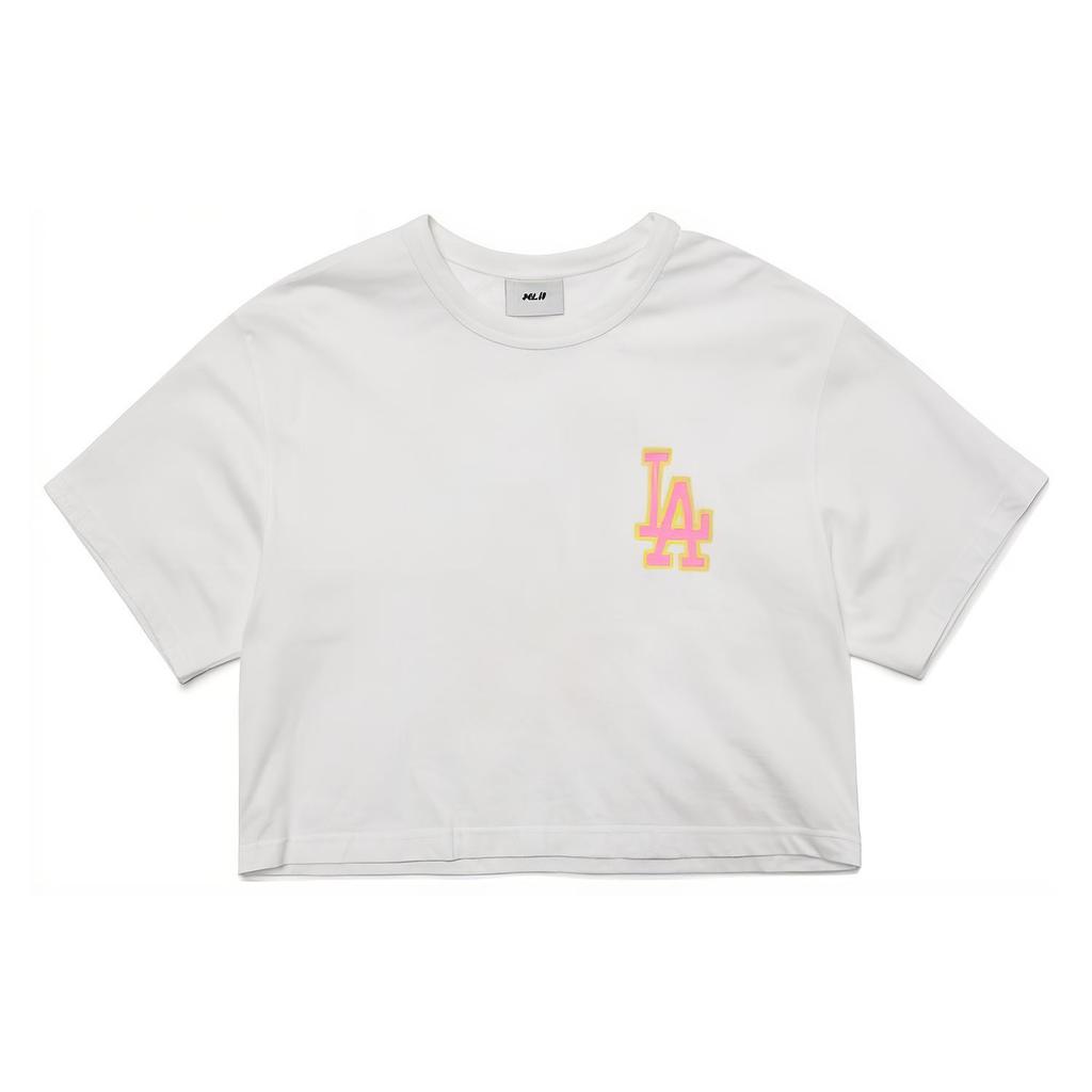 New MLB Base Logo Crop Tops Women's White 3FTS42023-07WHS