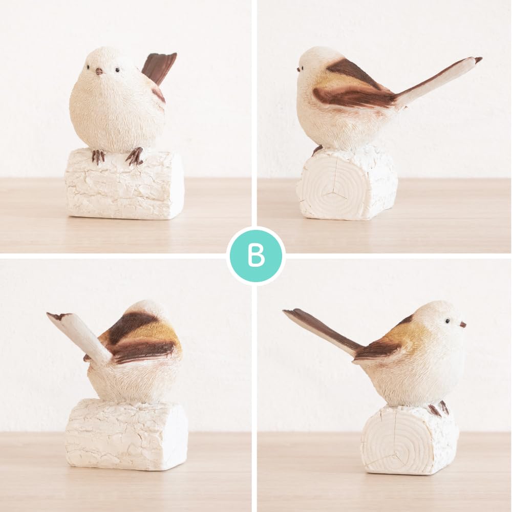 Set of 2 Long-tailed Tit Birds Garden Ornament, Figurine, Decor