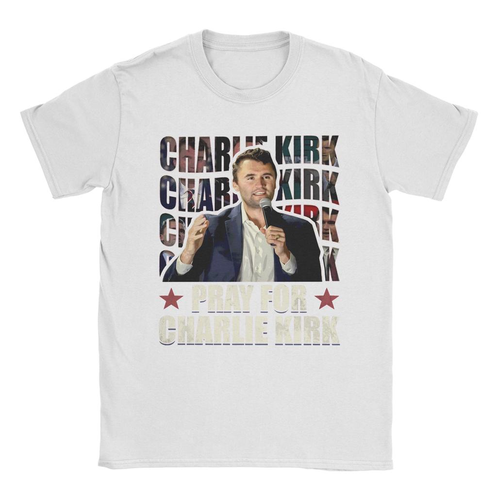 Pray for Charlie Kirk Charlie Kirk 2025 TShirt for Men Novelty Cotton Tees O Neck Short Sleeve T Shirt Birthday Present Clothes