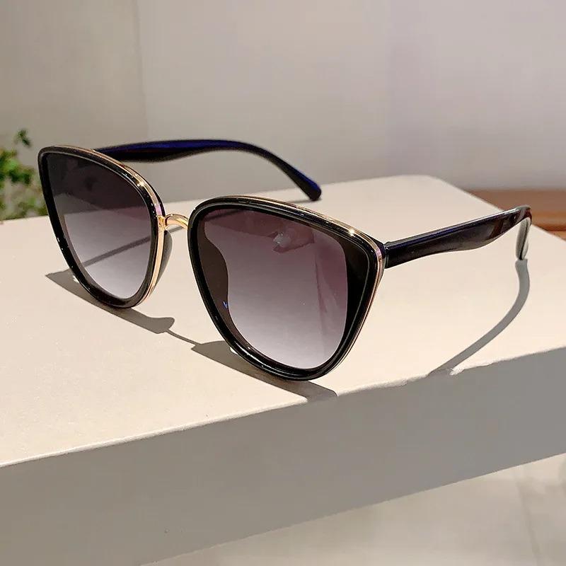 Fashion Cat Eye Sunglasses New in Vintage Gradient Mirror Outdoor Eyewear Luxury Trendy Brand Design Sexy Women Shades