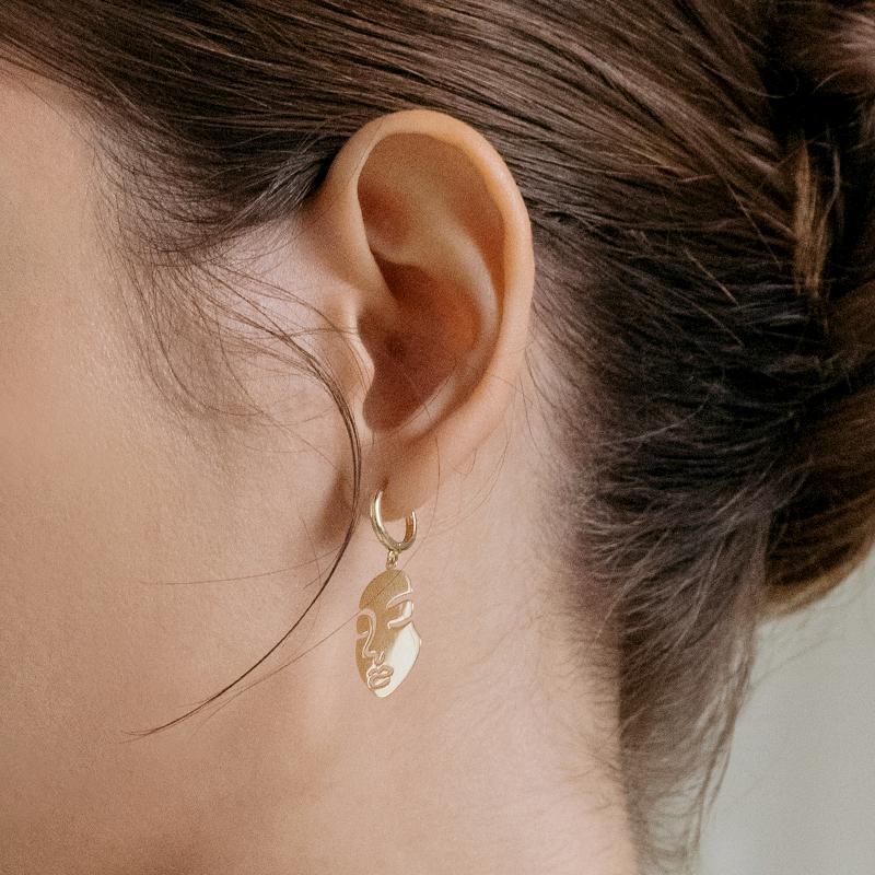 Mcel 14K Heimish Face Earrings