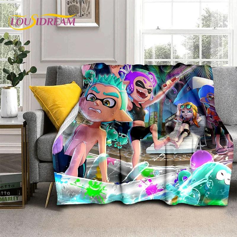 Splatoon3 PC Gamer Cartoon Game Soft Flannel Blanket for Beds Bedroom Sofa Picnic,Throw Blanket for Cover Outdoors Leisure Gift