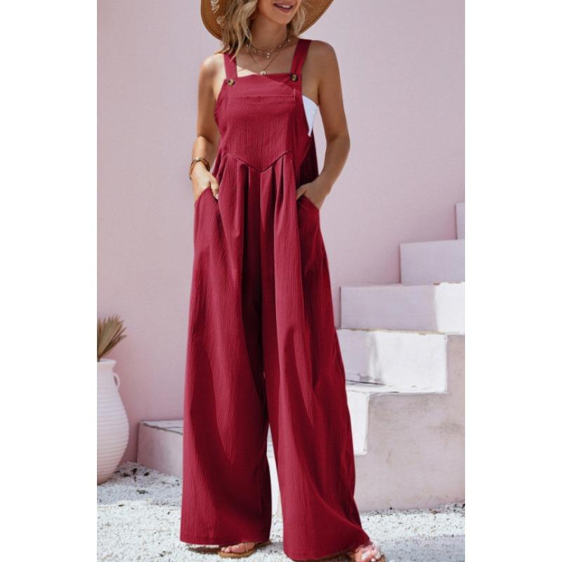 

Весенне-летний модный однотонный комбинезон в этническом стиле с широкими штанинами, быстрая распродажа, европейские и американские женские крестики Tongfa XXL