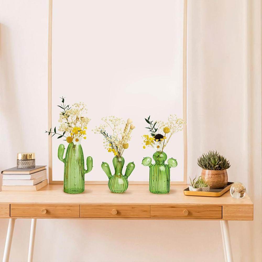 Colourful Glass Vase, Desktop Decorative Item, Cactus Vase, Plant Hydroponic Flower Pot, Living Room and Bedroom Decorative Item