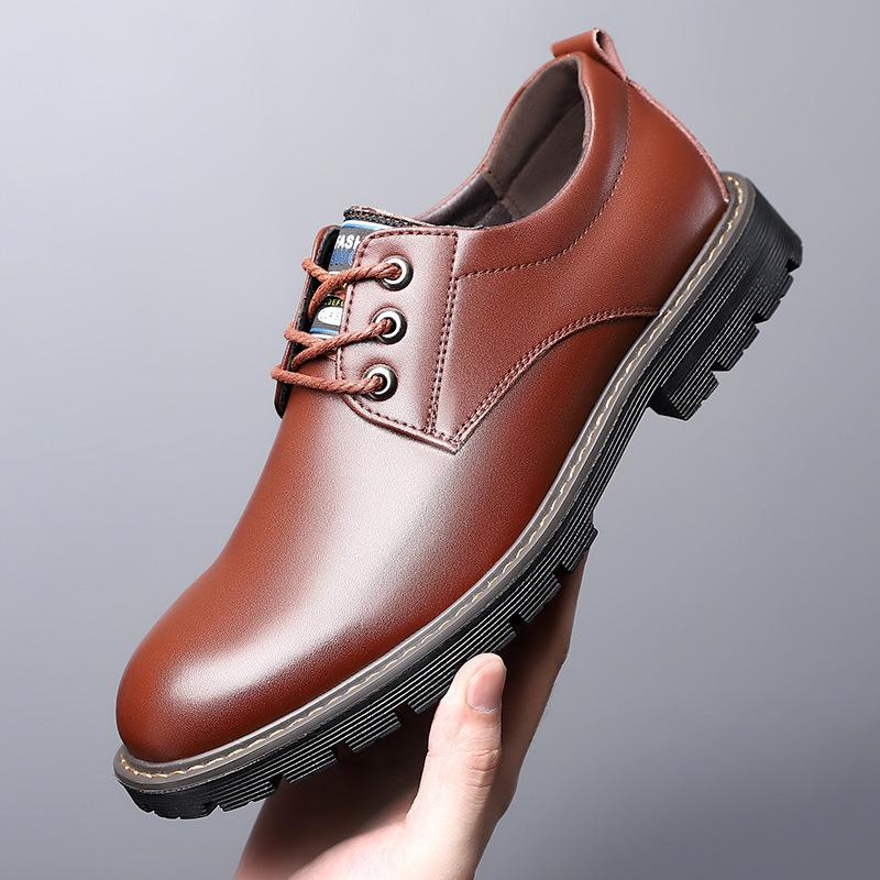 2025 New Men's Martin Boots Men's Trend Big Head British Casual Versatile Low-top Shoes Formal Leather Shoes Men