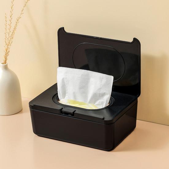 Wipes Dispenser, Refillable with Buckle-Sealed Cover Tissue Box, Dustproof Easy Pull Wipes Pouch Case for Bathroom