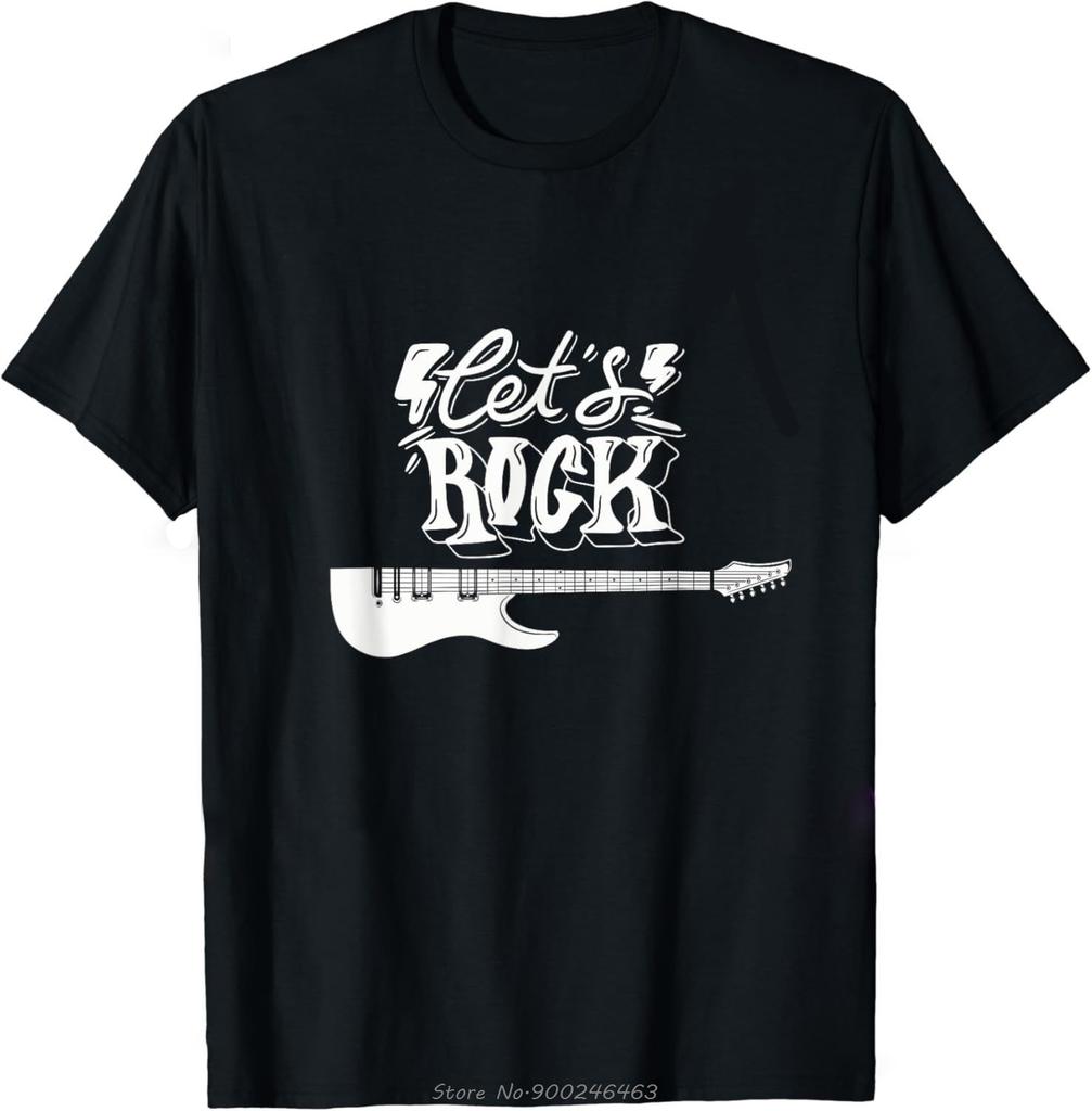 Let's Rock Electric Guitar Music Lover Band Guitarist Retro T-Shirt Unisex Summer Oversized Tshirt Fashion Causal T Shirt Tees